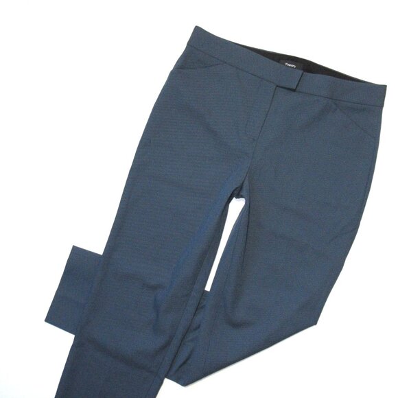 NWT Theory Ibbey in Navy Urban Suiting Birdseye Stretch Tapered Pants 2 - Picture 2 of 6